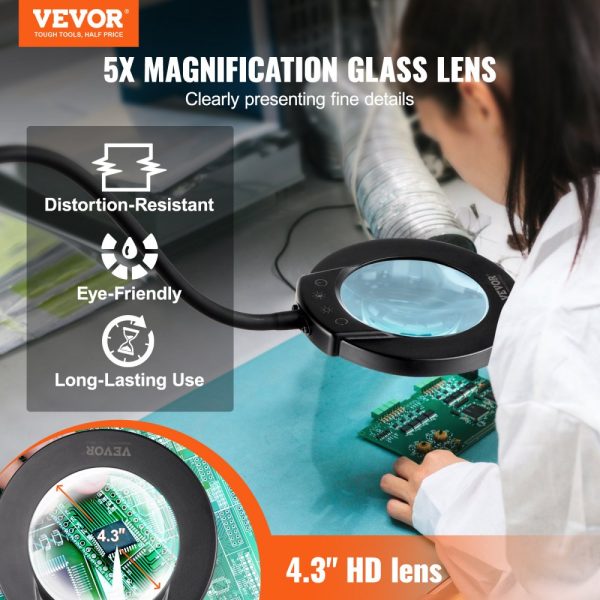 5X Floor Magnifying Glass with Light and Stand Flexible Gooseneck LED - Image 2