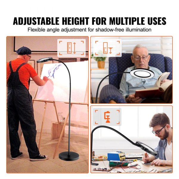 5X Floor Magnifying Glass with Light and Stand Flexible Gooseneck LED - Image 5