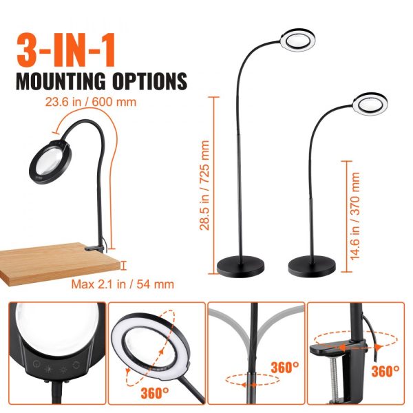 5X Floor Magnifying Glass with Light and Stand Flexible Gooseneck LED - Image 6