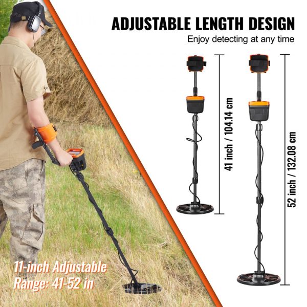 Advanced Metal Detector for Adults & Kids, 10 Inch Waterproof Coil with LCD Display, 7 Modes, Adjustable 41-52 Inch Aluminum Stem, High Accuracy Detection, Up to 10 Inch Depth - Image 3