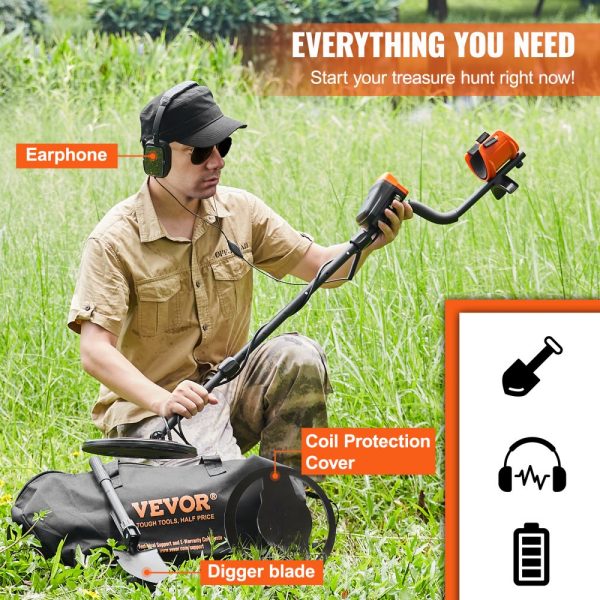 Advanced Metal Detector for Adults & Kids, 10 Inch Waterproof Coil with LCD Display, 7 Modes, Adjustable 41-52 Inch Aluminum Stem, High Accuracy Detection, Up to 10 Inch Depth - Image 6
