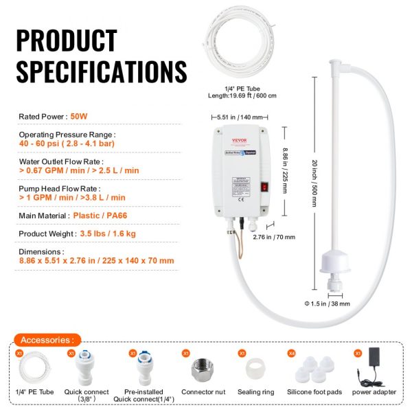110V High-Flow Bottled Water Dispenser Pump System with 20ft US Plug - Compatible with Coffee, Tea Brewers, and Ice Makers - Image 7