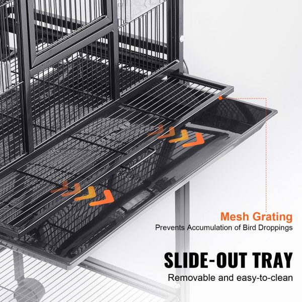 54 Inch Carbon Steel Bird Cage for Parakeets, Cockatiels, Parrots with Rolling Stand and Tray - Image 6