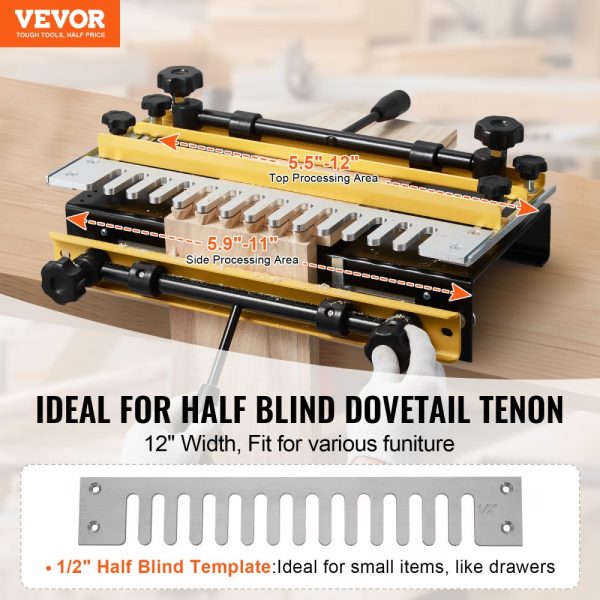 Dovetail Jig 12 In Precise Dove Tailing Router Jigs with 1/2” Template - Image 2