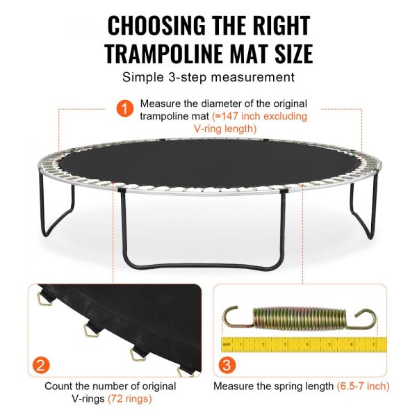 Replacement Trampoline Mat Fits 14ft Frame 72 V-Ring 6.5"-7" Spring Length - Image 4