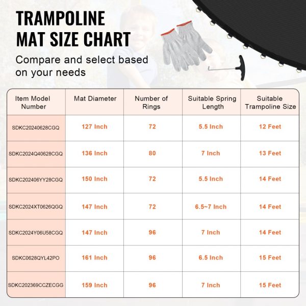 Replacement Trampoline Mat Fits 14ft Frame 72 V-Ring 6.5"-7" Spring Length - Image 6