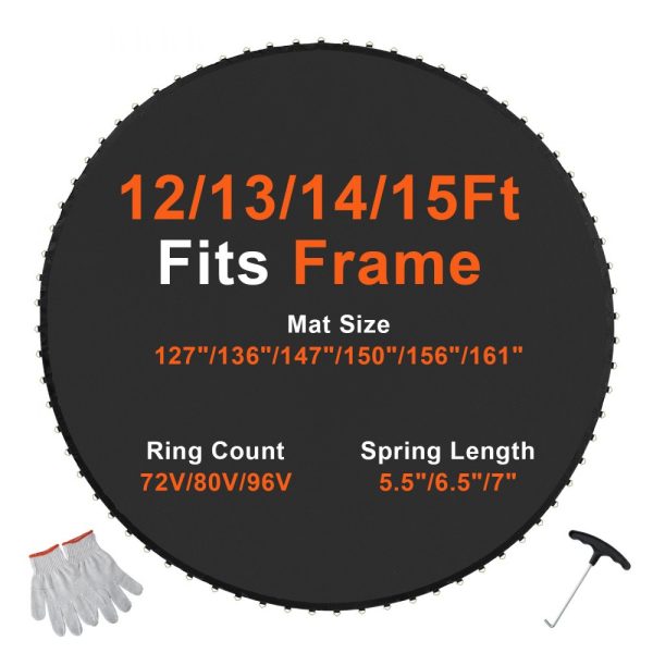 Replacement Trampoline Mat Fits 14ft Frame 72 V-Ring 6.5"-7" Spring Length