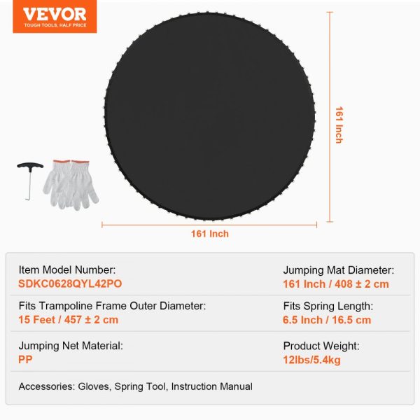 Replacement Trampoline Mat Fits 15ft Frame 96 V-Rings 6.5" Spring Length - Image 7