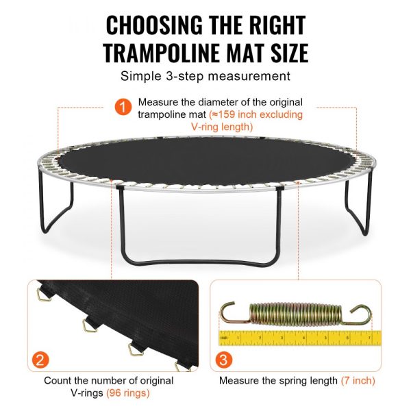 Replacement Trampoline Mat Fits 15ft Frame 96 V-Rings 7" Spring Length - Image 4