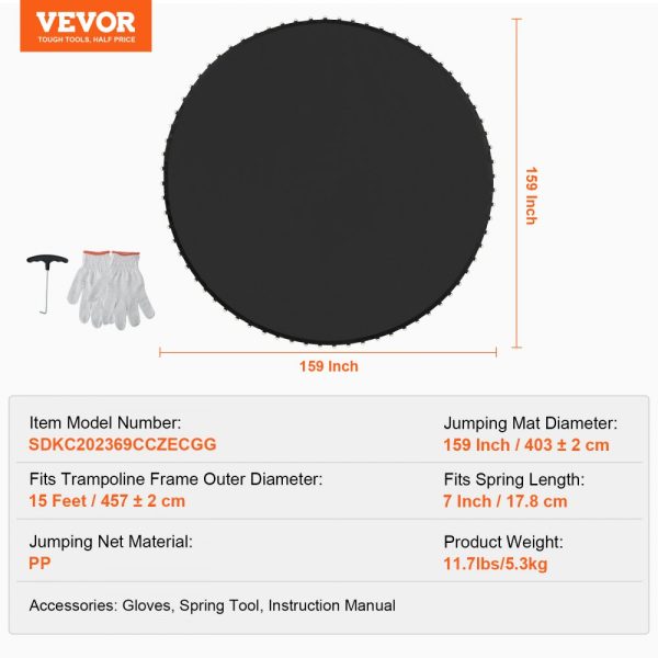 Replacement Trampoline Mat Fits 15ft Frame 96 V-Rings 7" Spring Length - Image 7