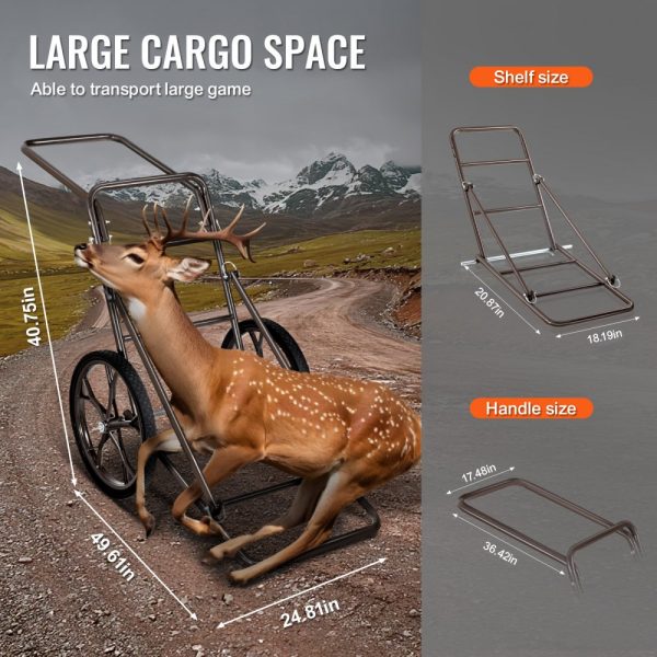 Folding Deer Cart Game Hauler Utility Gear Dolly 500 LBS Capacity - Image 4