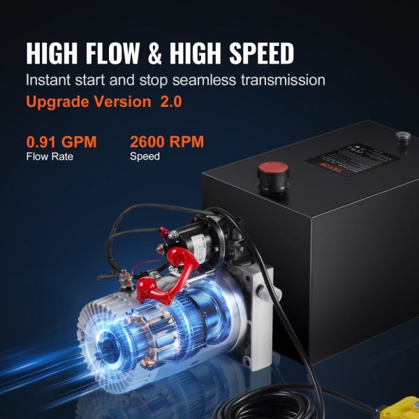 20 Quart Single Acting Hydraulic Power Unit 0.91 GPM 3200 PSI DC 12V Dump Trailer Car Lifting Pump - Image 4