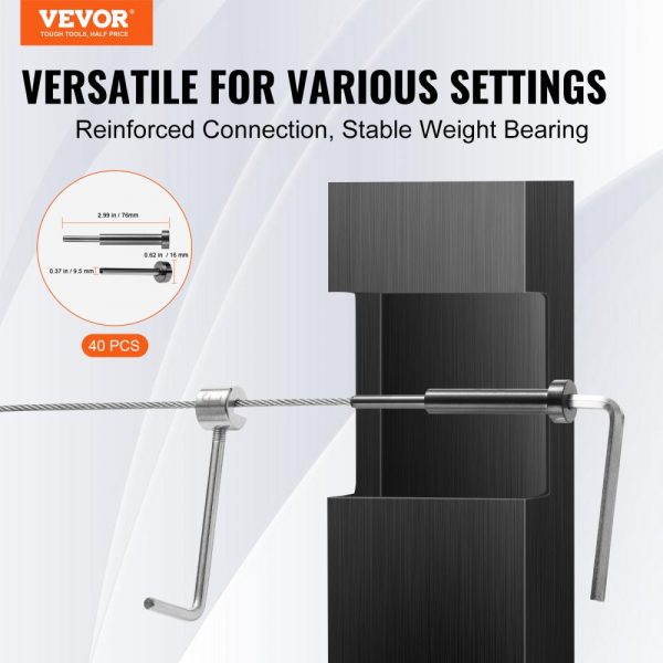 40-Pack Invisible Cable Railing Kit 316 Stainless Steel 1/8 Receiver Swage Stud End for Wood Metal Posts Black - Image 2