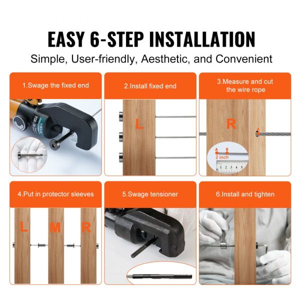 40-Pack Invisible Cable Railing Kit 316 Stainless Steel 1/8 Receiver Swage Stud End for Wood Metal Posts Black - Image 6