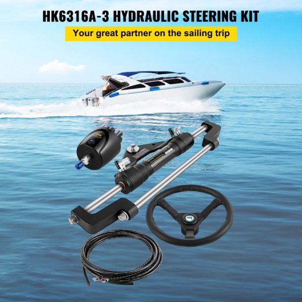 Hydraulic Steering Kit 300HP with Helm Pump and 16ft Hose for Boat Steering System - Image 2