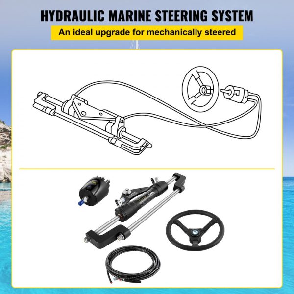 Hydraulic Steering Kit 300HP with Helm Pump and 16ft Hose for Boat Steering System - Image 3