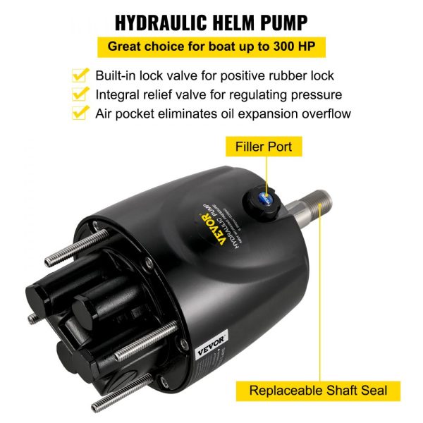 Hydraulic Steering Kit 300HP with Helm Pump and 16ft Hose for Boat Steering System - Image 5