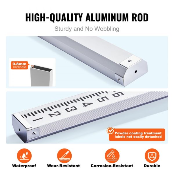 Aluminum Alloy Survey Rod 14ft 6-Section Telescoping Double-Sided Scale Leveling Stick with Bubble Level and Carry Bag for Construction Surveying - Image 4