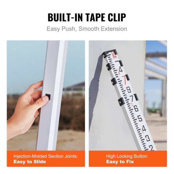 Aluminum Alloy Survey Rod 14ft 6-Section Telescoping Double-Sided Scale Leveling Stick with Bubble Level and Carry Bag for Construction Surveying - Image 5