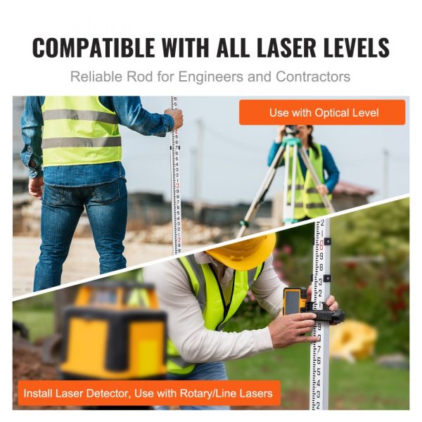 Aluminum Alloy Survey Rod 14ft 6-Section Telescoping Double-Sided Scale Leveling Stick with Bubble Level and Carry Bag for Construction Surveying - Image 6