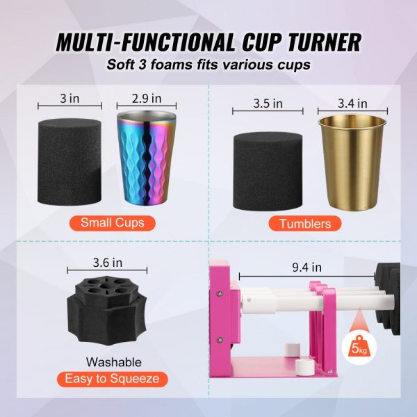 6 Cup Turner Multi Tumbler Spinner Six-Arm Crafts for Glitter Epoxy DIY - Image 3