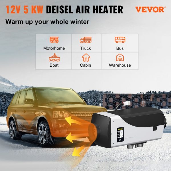 5KW Diesel Air Heater 10L Tank 12V LCD Thermostat Remote Control for RV Bus Trailer Boats - Image 2
