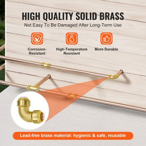 Pipe Fittings 1/2" 12PCS Brass Pipe Fittings Elbow Push-Fit for Air System - Image 3