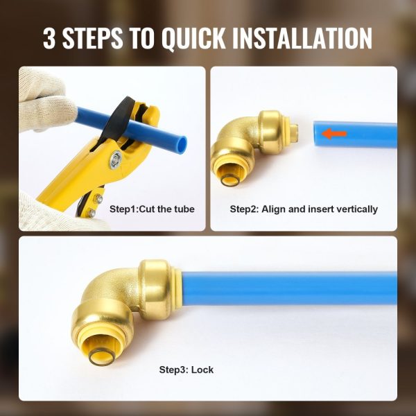 Pipe Fittings 1/2" 12PCS Brass Pipe Fittings Elbow Push-Fit for Air System - Image 4