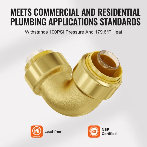 Pipe Fittings 1/2" 12PCS Brass Pipe Fittings Elbow Push-Fit for Air System - Image 5