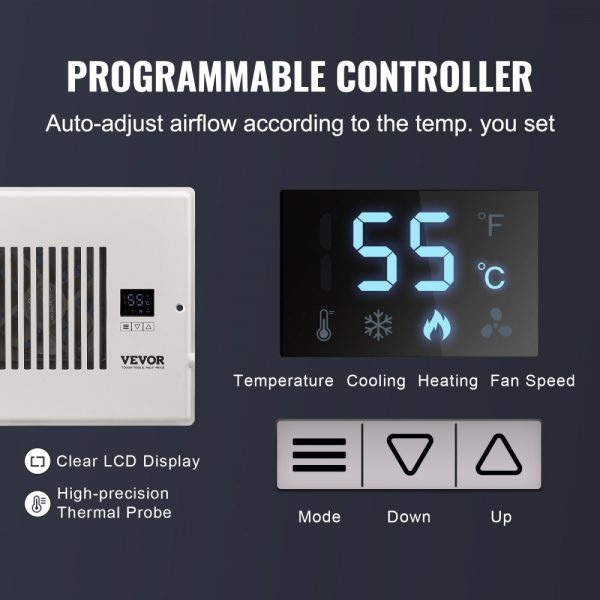 6x10 Booster Fan with Remote Thermostat Control Adjustable Speed Quiet Ventilation for Heating Cooling White - Image 4