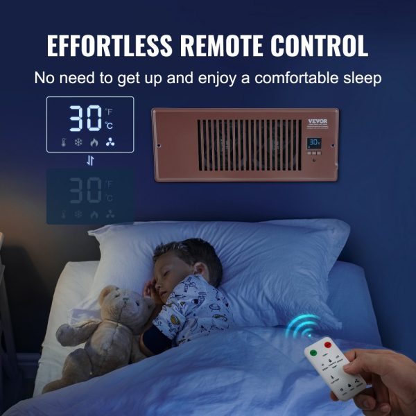 Booster Vent Fan for 4x12 Register Holes, Quiet Operation, Remote & Thermostat Control, Adjustable Speed, Smart Heating/Cooling, Brown - Image 5