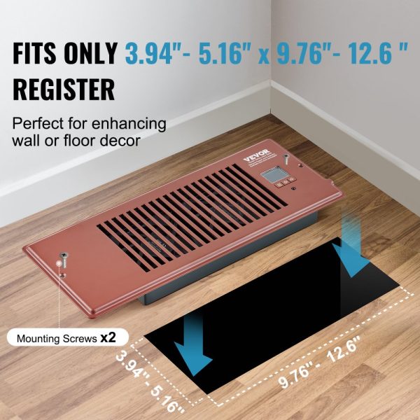 Booster Vent Fan for 4x12 Register Holes, Quiet Operation, Remote & Thermostat Control, Adjustable Speed, Smart Heating/Cooling, Brown - Image 6