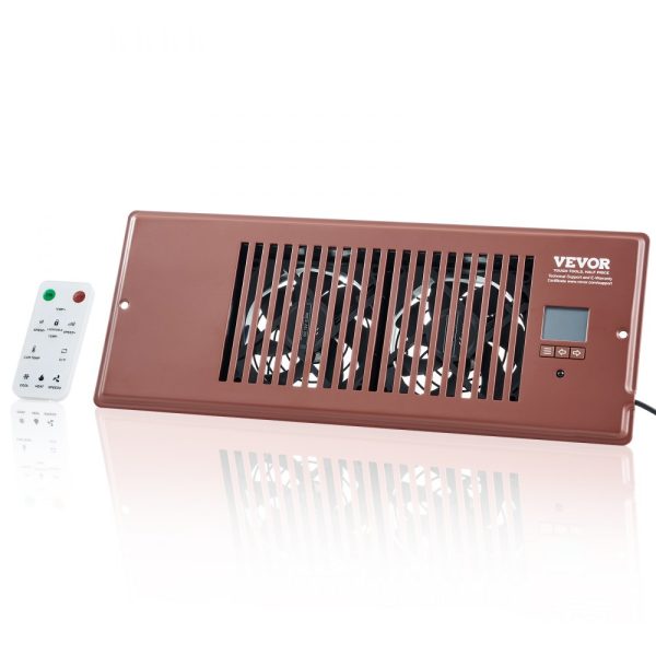 Booster Vent Fan for 4x12 Register Holes, Quiet Operation, Remote & Thermostat Control, Adjustable Speed, Smart Heating/Cooling, Brown