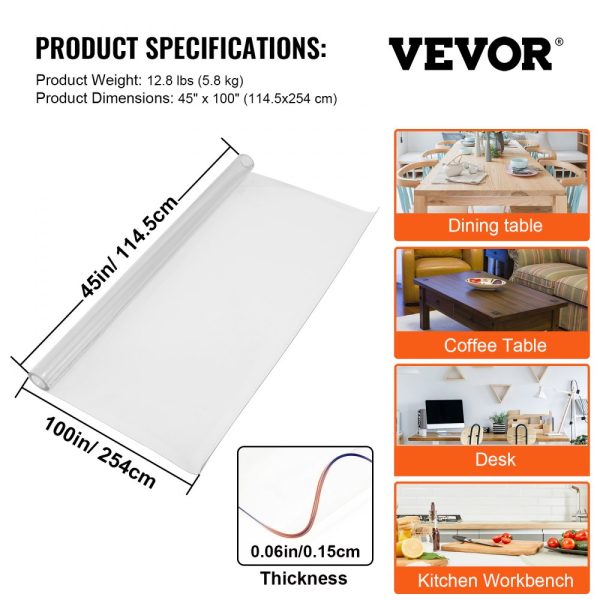 100x45 Inch Clear Plastic Table Protector 1.5mm Thick for Tables - Image 7