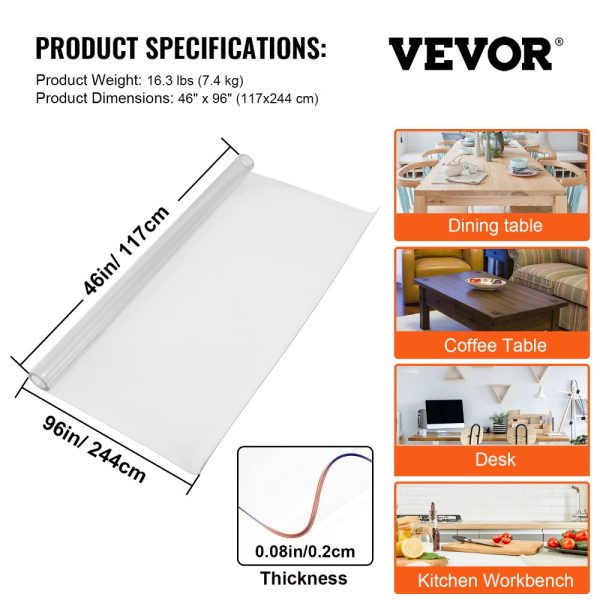 96x46 Inch Clear Table Protector Pad 2mm Thick Plastic Table Cover for Dining Room Protection - Image 7