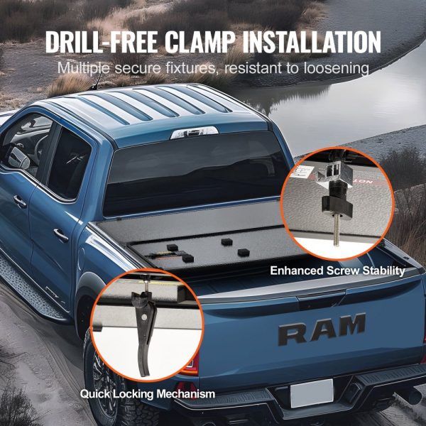 Tri-Fold Truck Bed Cover for 2015-2024 Ford F-150 with LED Lights, Quick Folding, 400 lbs Capacity, Black - Image 5