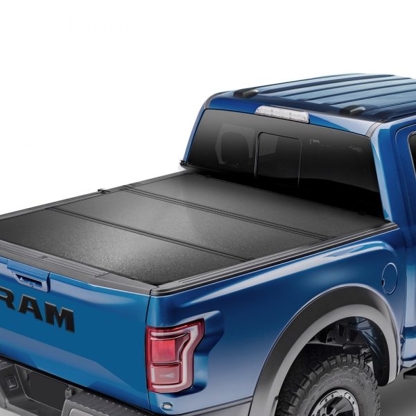 Tri-Fold Truck Bed Cover for 2015-2024 Ford F-150 with LED Lights, Quick Folding, 400 lbs Capacity, Black