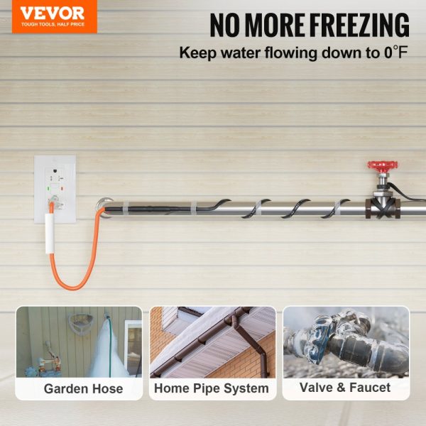 Self-Regulating Pipe Heating Cable 15FT 5W/FT Heat Tape with Thermostat - Image 2