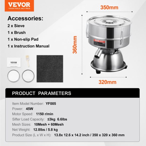 Electric Vibrating Sieve Machine with 10+60 Mesh Automatic Sifter Shaker - Image 7