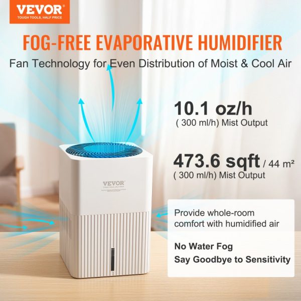 Evaporative Humidifier 3L 300ml/h Whole House Cool Moisture with 4-Speed & Timer, Premium Filter for Bedroom Home - Image 2
