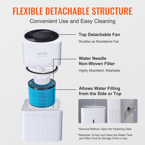 Evaporative Humidifier 3L 300ml/h Whole House Cool Moisture with 4-Speed & Timer, Premium Filter for Bedroom Home - Image 6