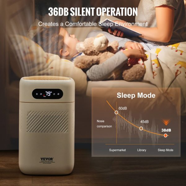 Evaporative Humidifier Whole House 215 sqft 480ml/h Smart Cool Moisture Air Purifier 3-Speeds 12h Timer Premium Filter Quiet Sleep Mode Bedroom 5L Capacity - Image 5