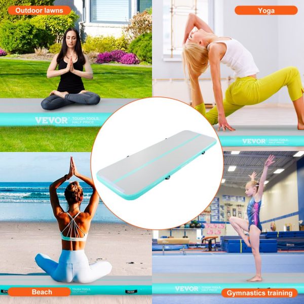 4 Inch Thick Gymnastics Tumble Mat 10ft Electric Pump Inflatable Training Mat for Home Gym Yoga Cheerleading Beach Park Water Play in Mint Green - Image 6