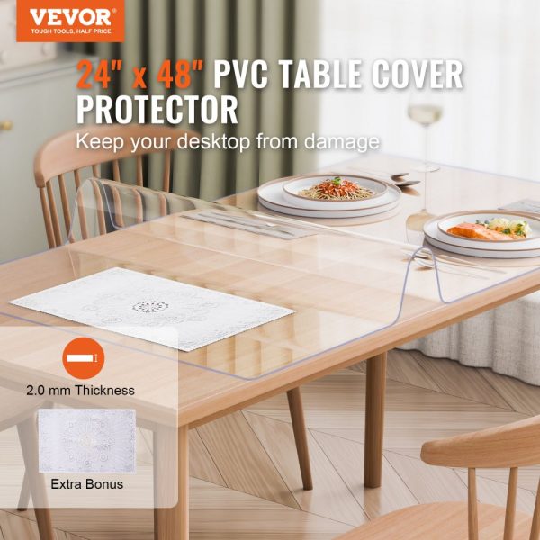 PVC Table Protector 24x48 Inch Clear Plastic Desk Protector 2.0mm Thick - Image 2