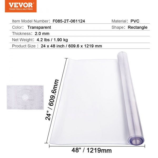 PVC Table Protector 24x48 Inch Clear Plastic Desk Protector 2.0mm Thick - Image 7