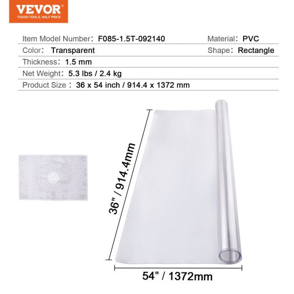 PVC Table Protector 36x54 Inch Clear Plastic Desk Protector 1.5mm Thick - Image 7