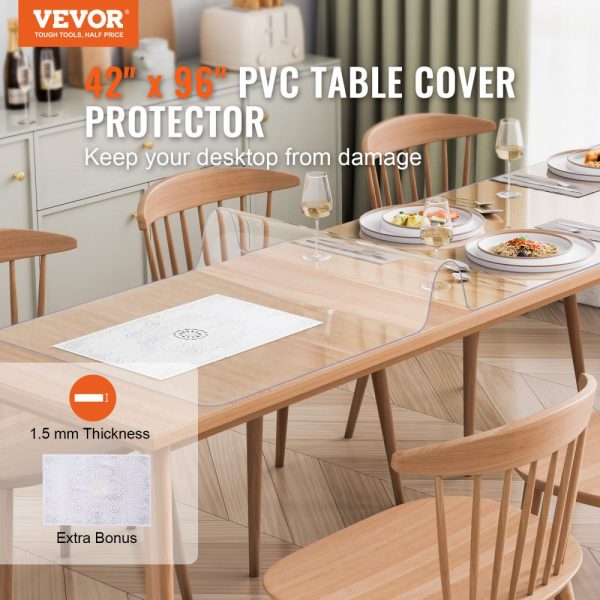 PVC Table Protector 42x96 Inch Clear Plastic Desk Protector 1.5mm Thick - Image 2