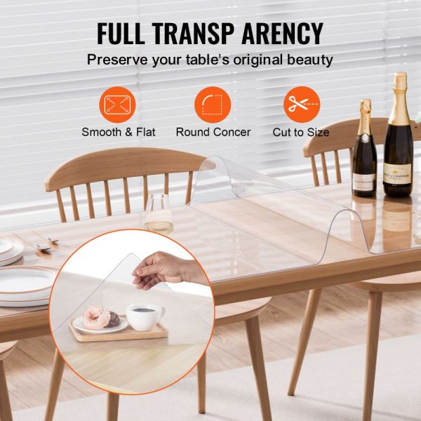 PVC Table Protector 42x96 Inch Clear Plastic Desk Protector 1.5mm Thick - Image 5