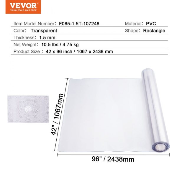 PVC Table Protector 42x96 Inch Clear Plastic Desk Protector 1.5mm Thick - Image 7