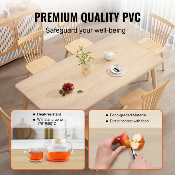 Clear Table Cover Protector 18x48-Inch/460x1232mm 1.5mm Thick PVC Plastic Tablecloth Waterproof for Writing Coffee Dining Tables - Image 3